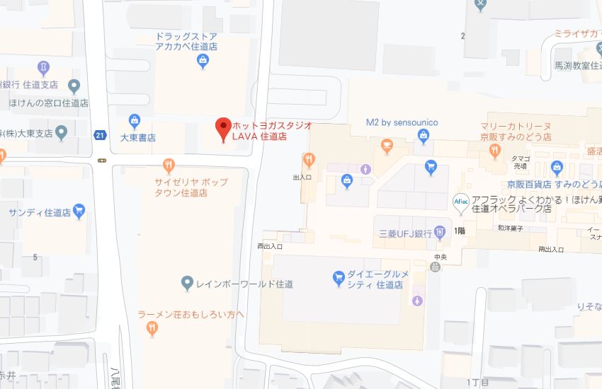 ホットヨガスタジオLAVA住道店地図