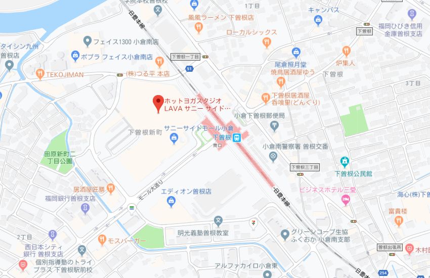 ホットヨガスタジオLAVAサニーサイドモール小倉店地図