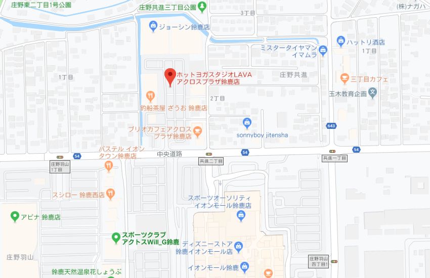 ホットヨガスタジオLAVAアクロスプラザ鈴鹿店地図
