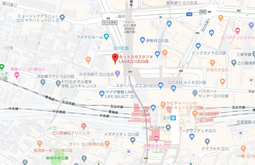 ホットヨガスタジオLAVA立川北口店地図