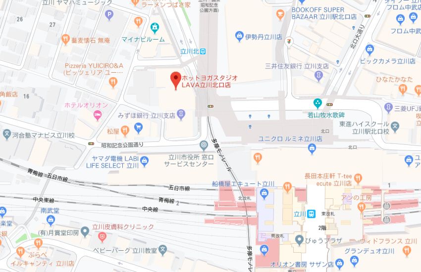 ホットヨガスタジオLAVA立川北口店地図