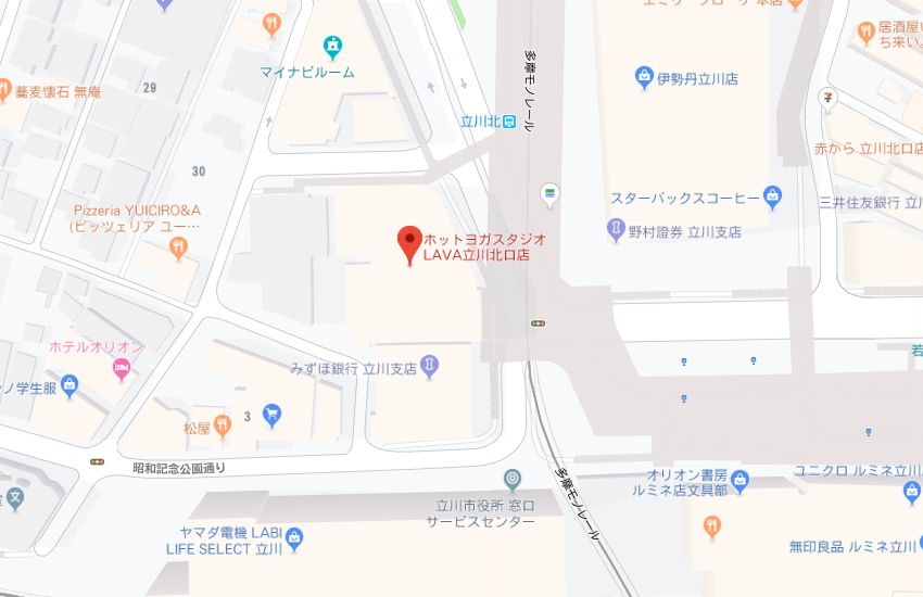 ホットヨガスタジオLAVA立川北口店地図
