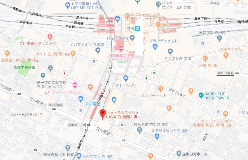 ホットヨガスタジオLAVA立川南口店地図