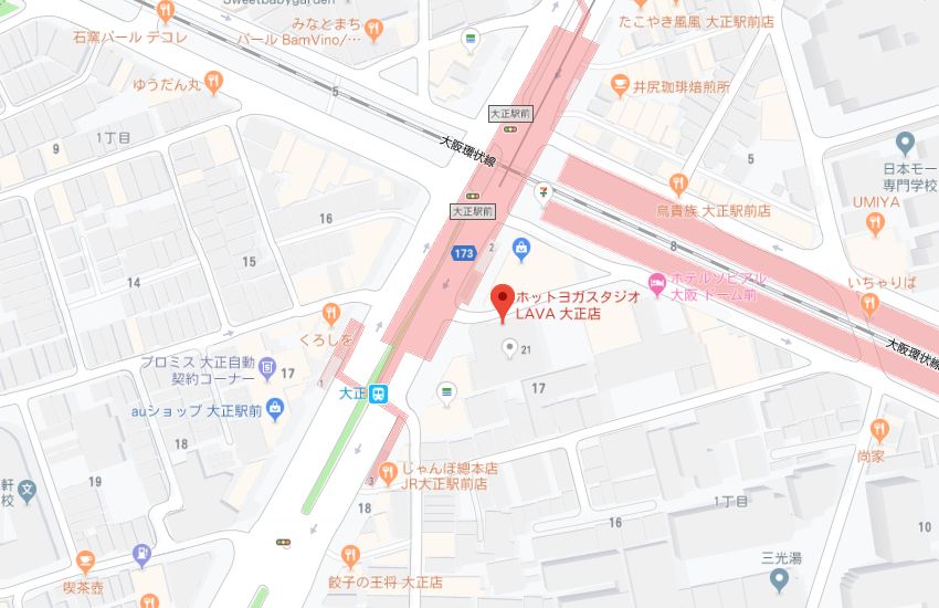 ホットヨガスタジオLAVA大正店地図