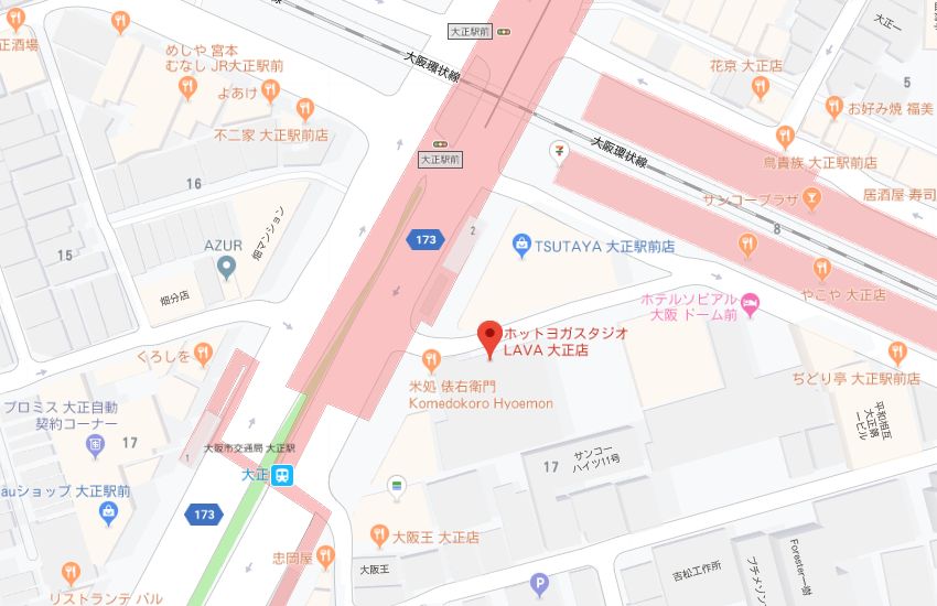 ホットヨガスタジオLAVA大正店地図