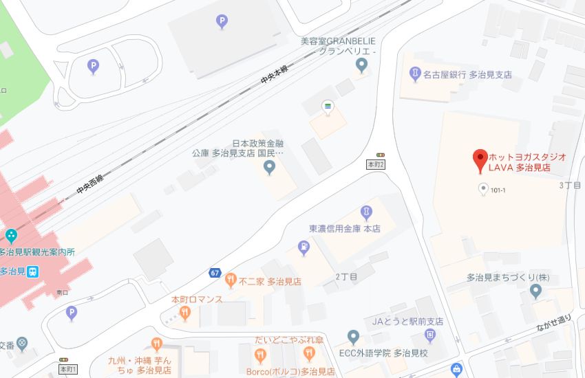ホットヨガスタジオLAVA多治見店地図