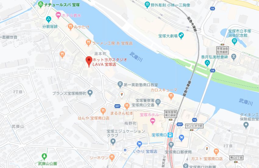 ホットヨガスタジオLAVA宝塚店地図