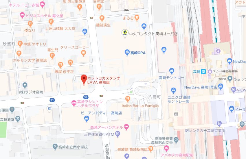 ホットヨガスタジオLAVA高崎店地図