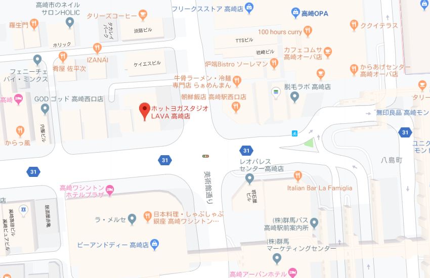 ホットヨガスタジオLAVA高崎店地図