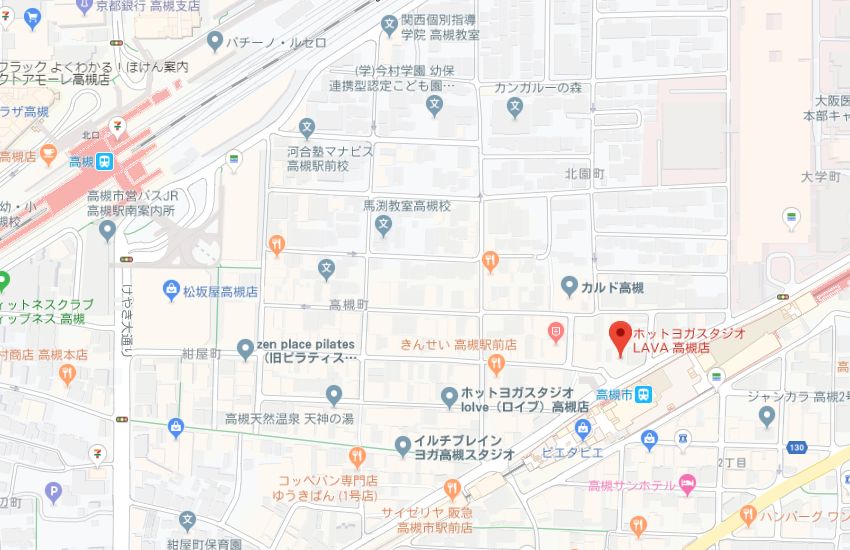ホットヨガスタジオLAVA高槻店地図