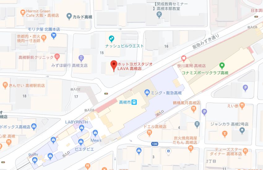 ホットヨガスタジオLAVA高槻店地図