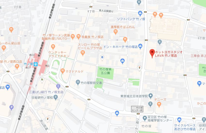 ホットヨガスタジオLAVA竹ノ塚店地図