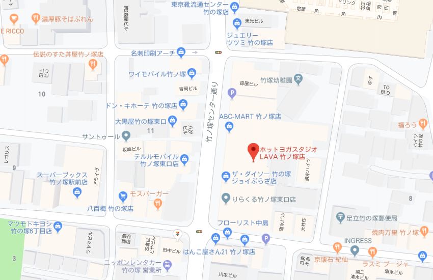 ホットヨガスタジオLAVA竹ノ塚店地図