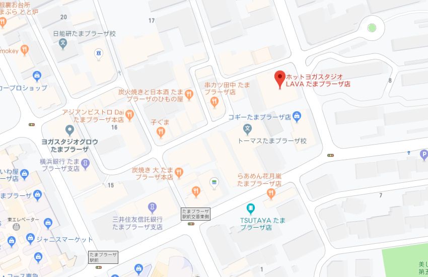 ホットヨガスタジオLAVAたまプラーザ店地図