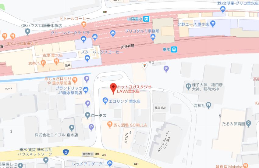 ホットヨガスタジオLAVA垂水店地図