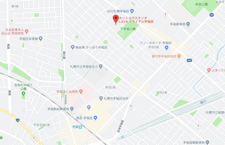 ホットヨガスタジオLAVAトライアル手稲店地図