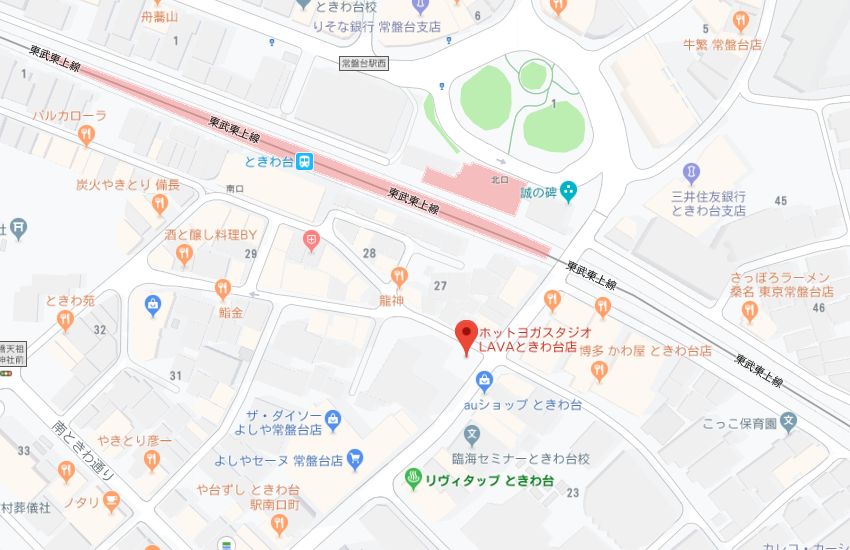 ホットヨガスタジオLAVAときわ台店地図