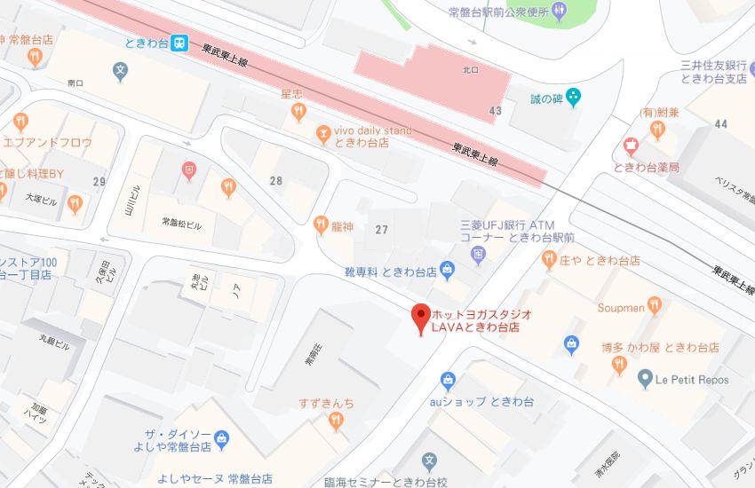 ホットヨガスタジオLAVAときわ台店地図