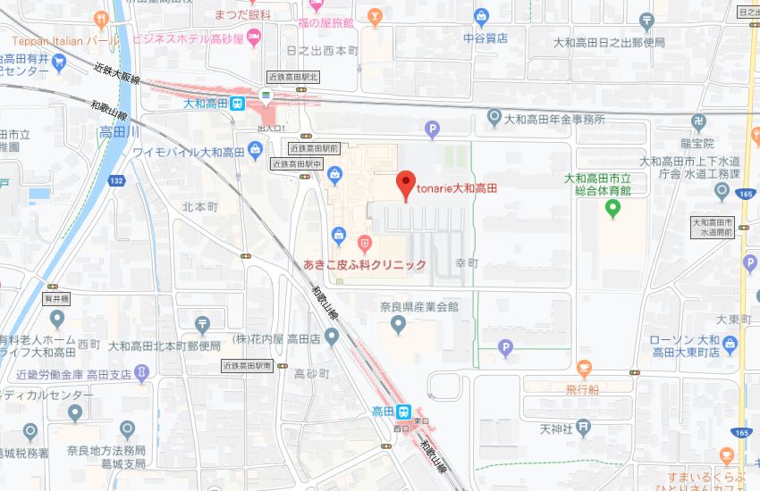 ホットヨガスタジオLAVAトナリエ大和高田店地図