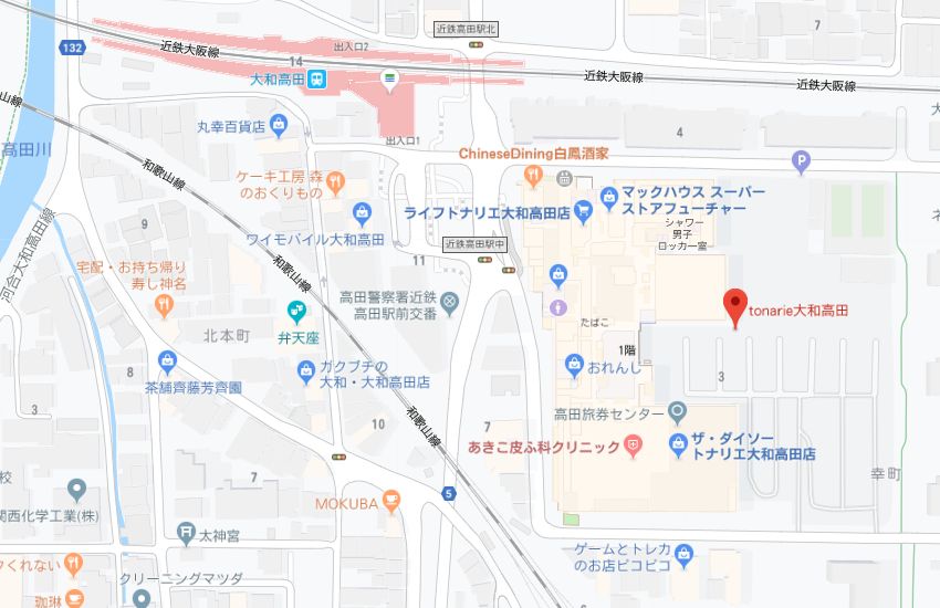 ホットヨガスタジオLAVAトナリエ大和高田店地図
