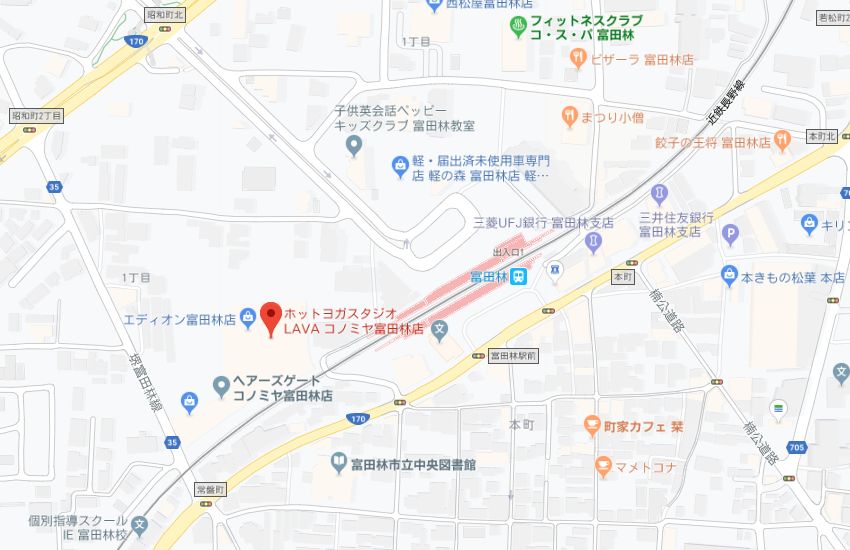 ホットヨガスタジオLAVAコノミヤ富田林店地図