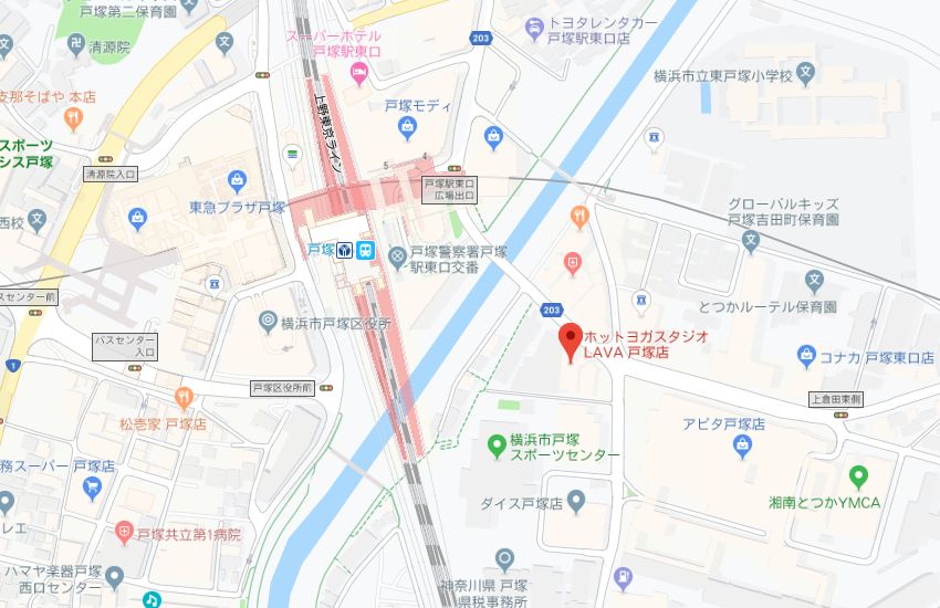 ホットヨガスタジオLAVA戸塚店地図