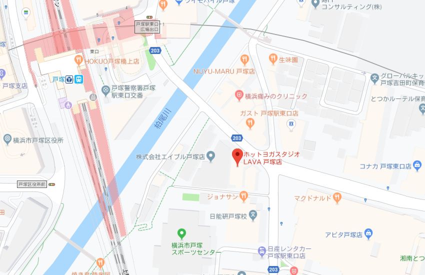 ホットヨガスタジオLAVA戸塚店地図