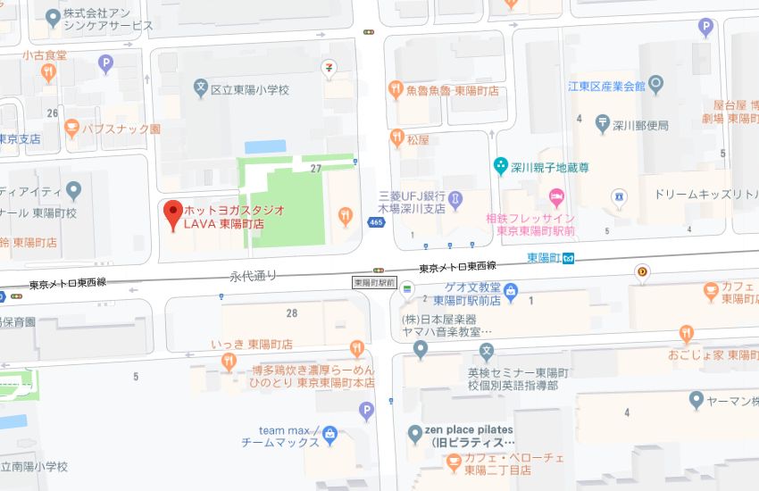 ホットヨガスタジオLAVA東陽町店地図