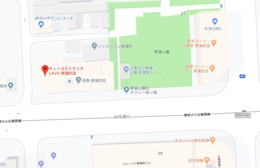 ホットヨガスタジオLAVA東陽町店地図