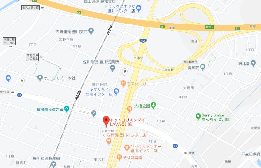 ホットヨガスタジオLAVA豊川店地図