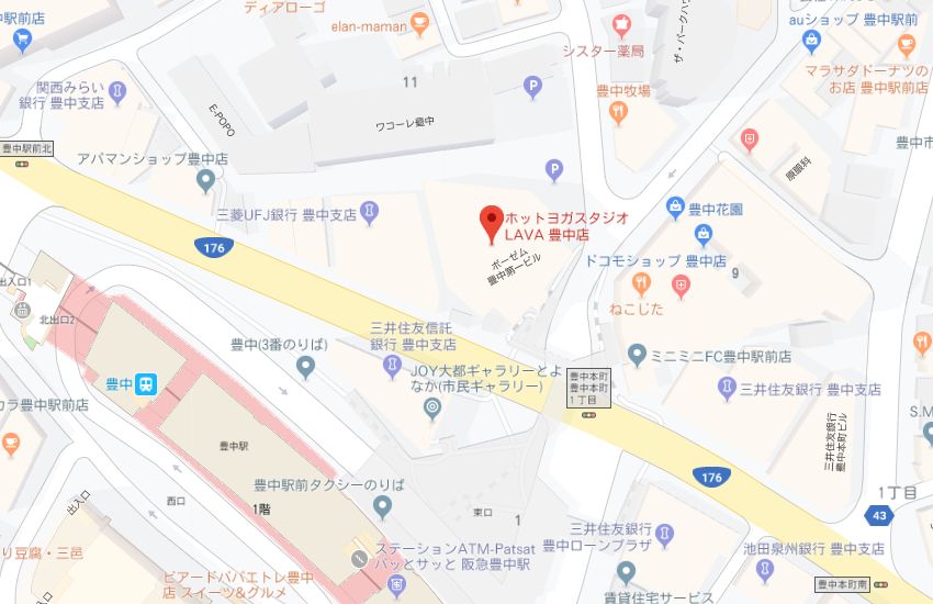 ホットヨガスタジオLAVA豊中店地図