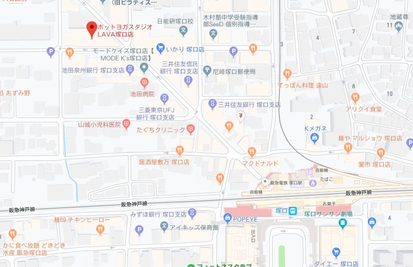 ホットヨガスタジオLAVA塚口店地図