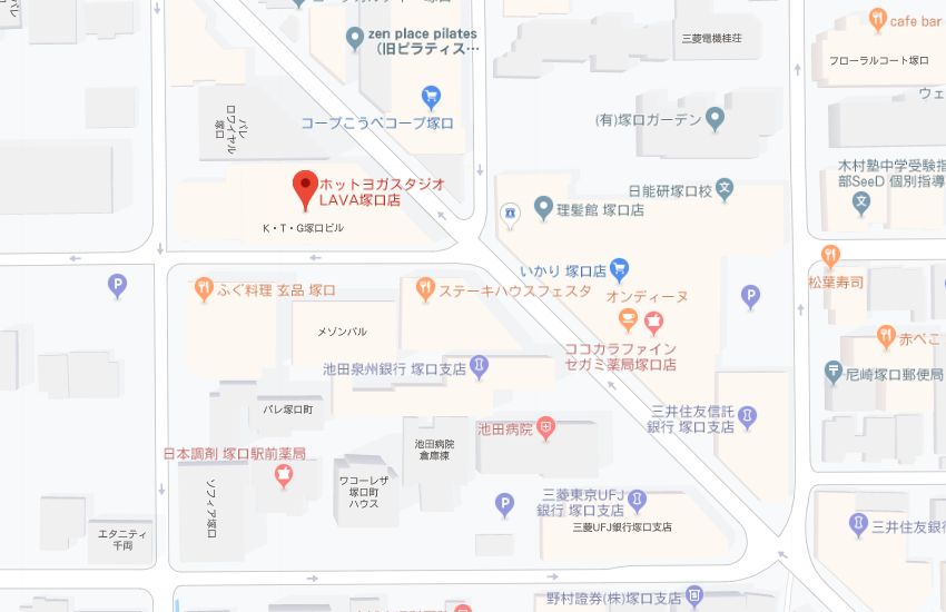 ホットヨガスタジオLAVA塚口店地図