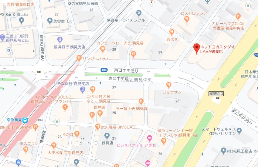ホットヨガスタジオLAVA鶴見店地図