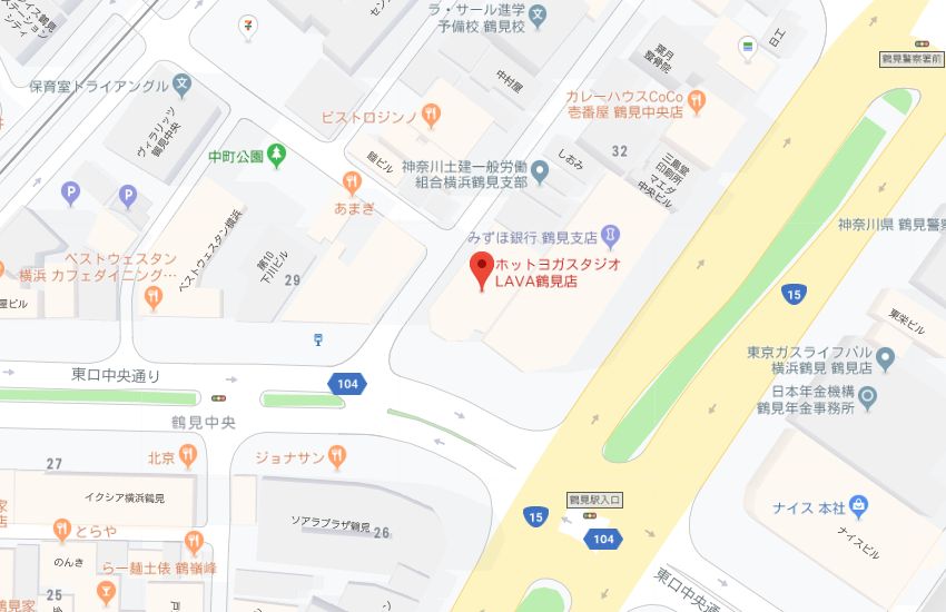 ホットヨガスタジオLAVA鶴見店地図