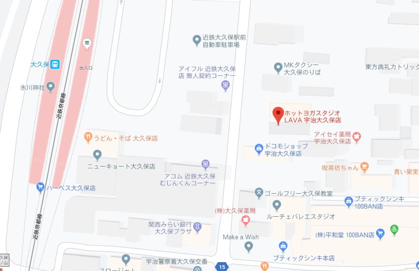 ホットヨガスタジオLAVA宇治大久保店地図