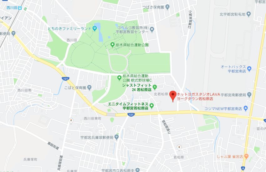 ホットヨガスタジオLAVAヨークタウン若松原店地図
