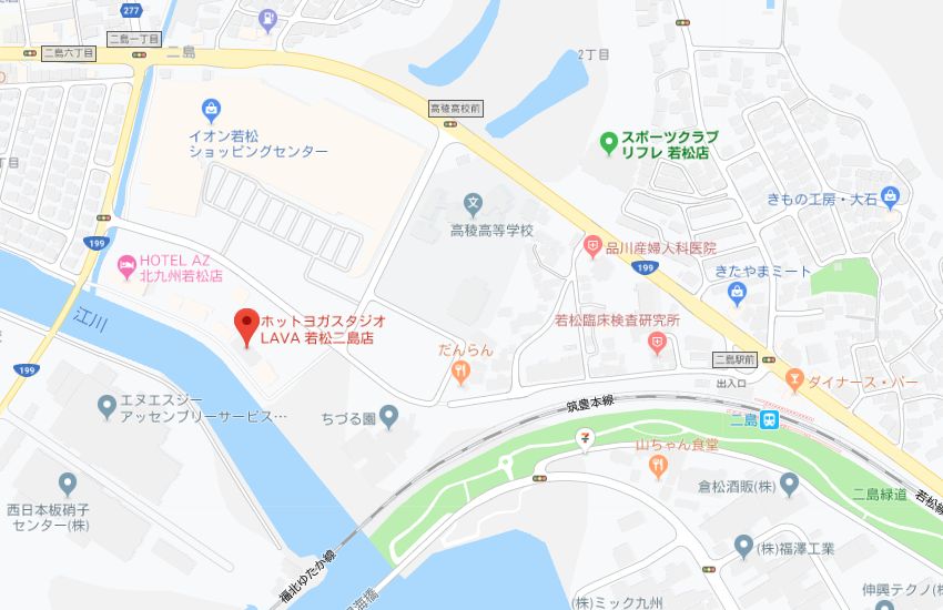ホットヨガスタジオLAVA若松二島店地図