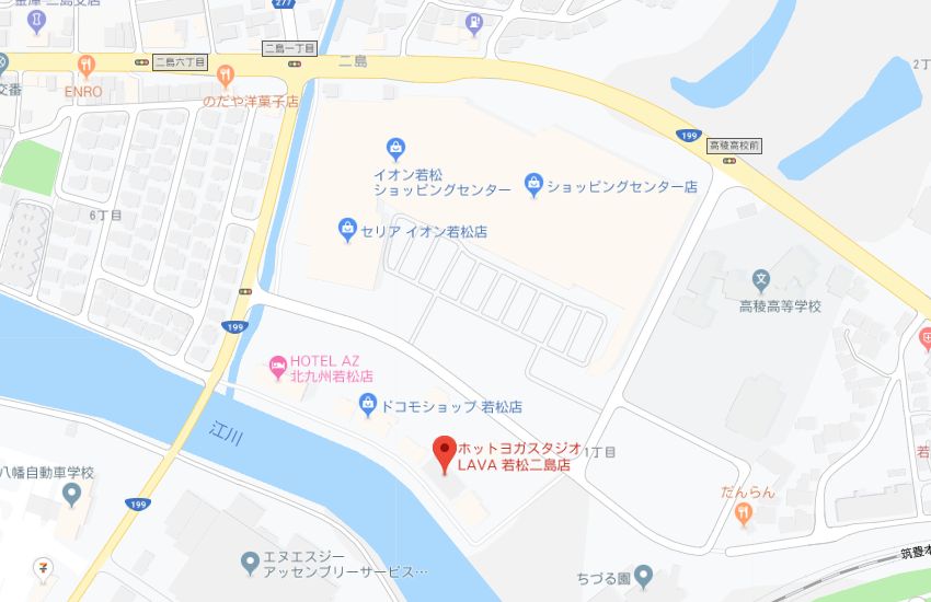 ホットヨガスタジオLAVA若松二島店地図