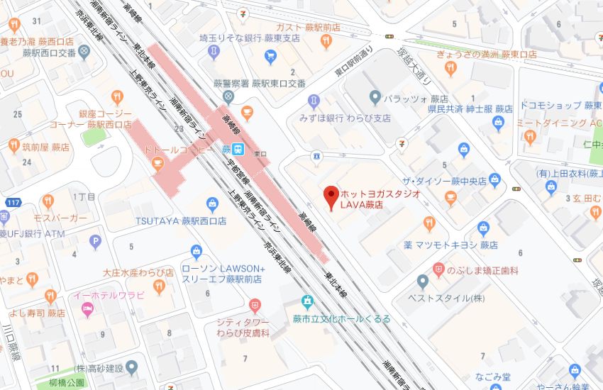 ホットヨガスタジオLAVA蕨店地図