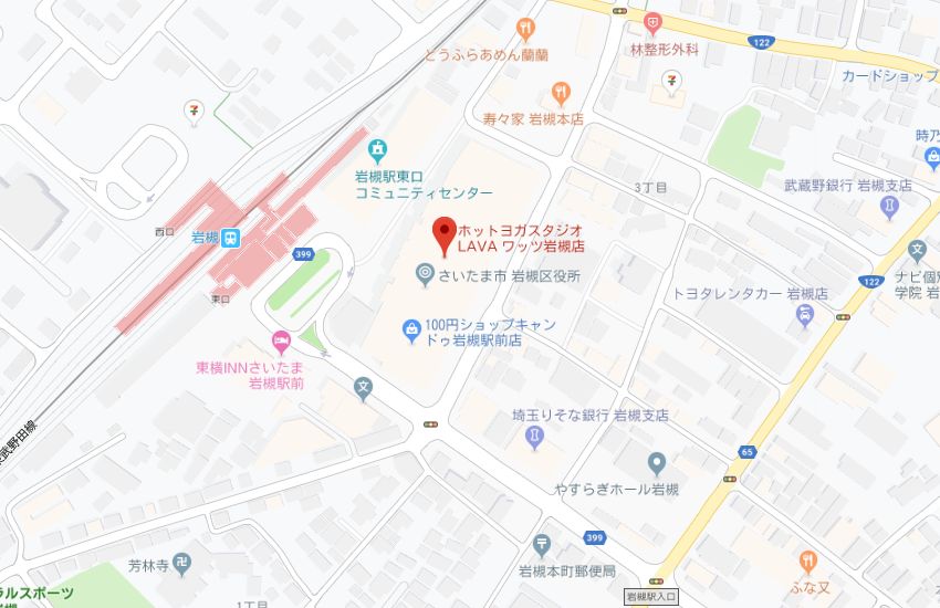 ホットヨガスタジオLAVAワッツ岩槻店地図