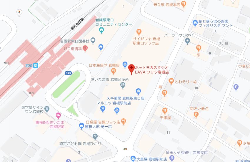 ホットヨガスタジオLAVAワッツ岩槻店地図