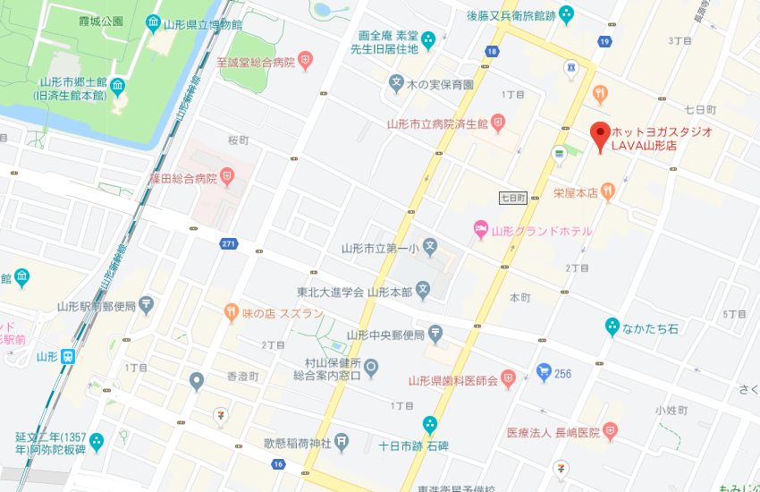 ホットヨガスタジオLAVA山形店地図