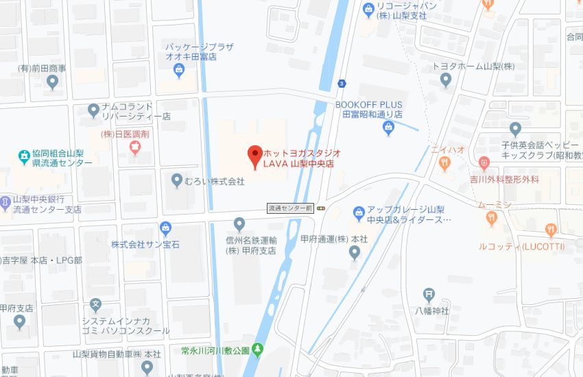 ホットヨガスタジオLAVA山梨中央店地図
