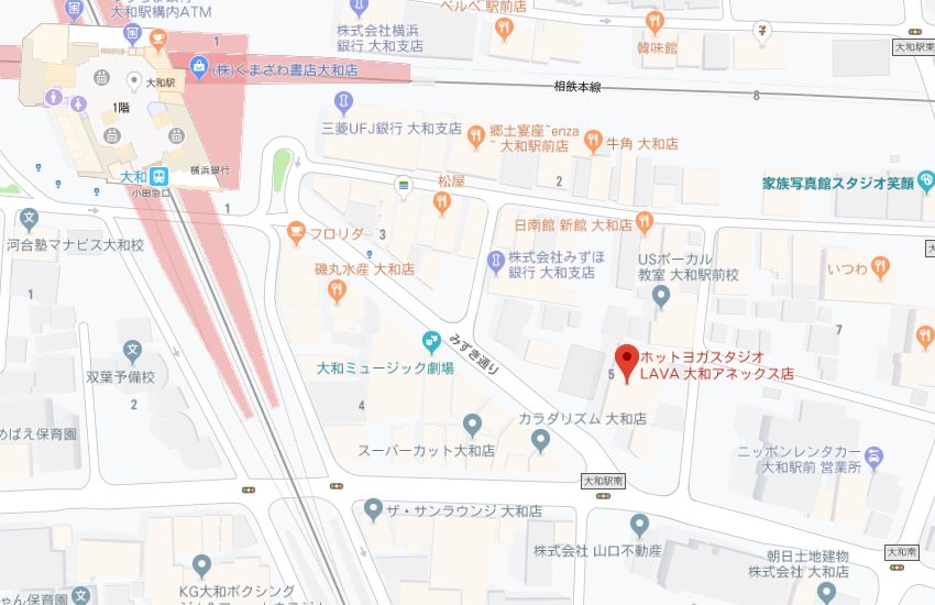 ホットヨガスタジオLAVA大和南口店地図