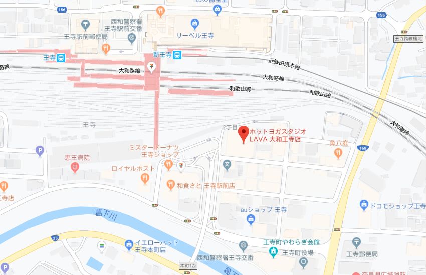 ホットヨガスタジオLAVA大和王寺店地図
