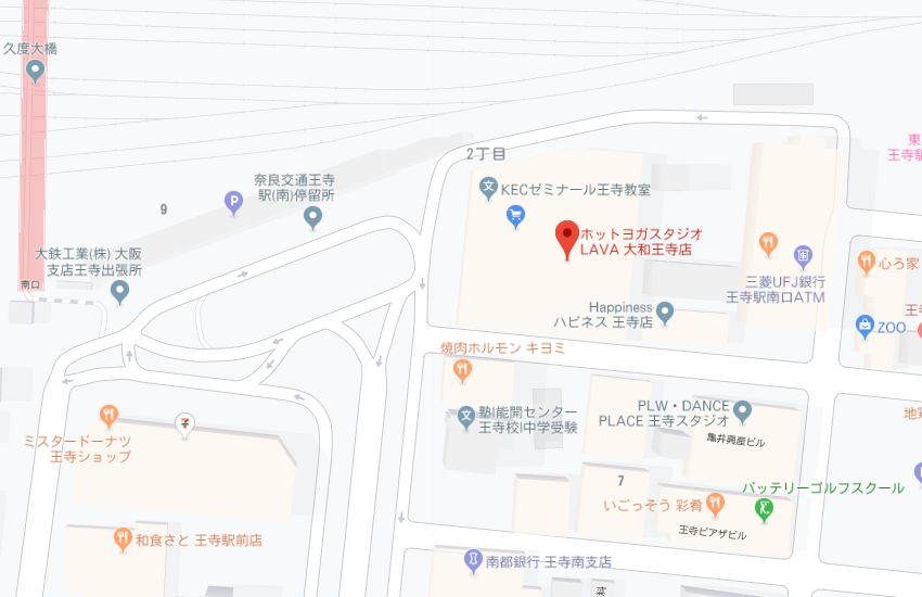 ホットヨガスタジオLAVA大和王寺店地図