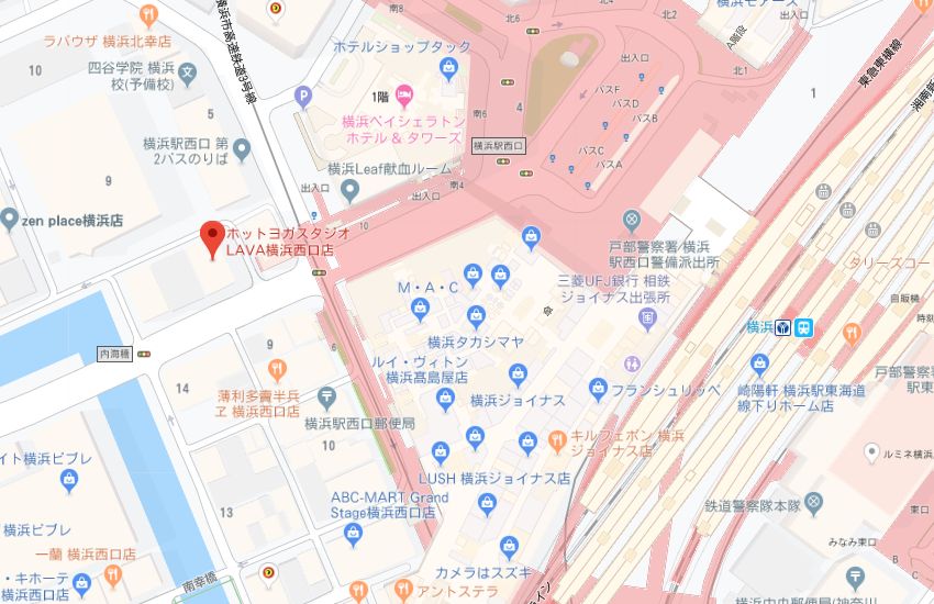 ホットヨガスタジオLAVA横浜西口店地図