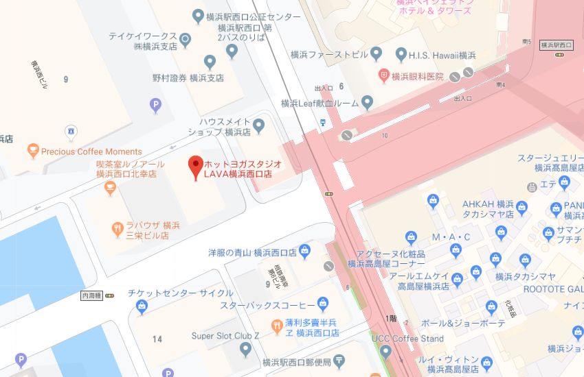 ホットヨガスタジオLAVA横浜西口店地図